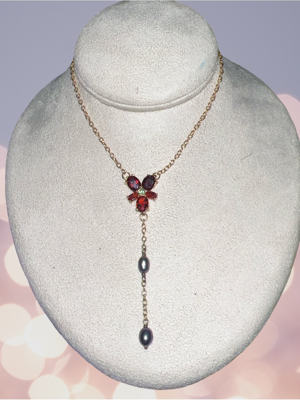 Harry Potter Hermiones Red Crystal Necklace by Noble Collection 925 Sterling